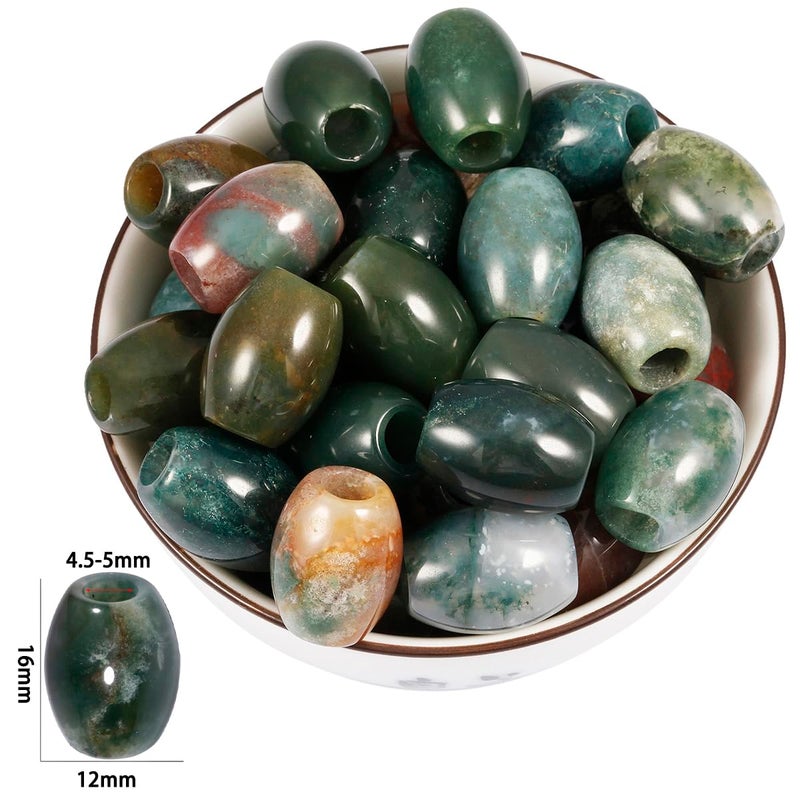Nupuyai Pack of 30 Barrel Large Hole Beads for Jewelry Making, Polished Rondelle Stone Macrame Beads fit Charms Bracelet, Indian Agate - Image 4